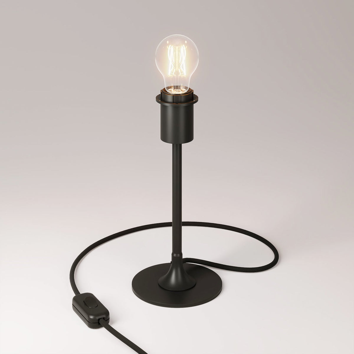 Lampada da tavolo MAG-Y con base metallica tonda e predisposizione per paralume - Nero