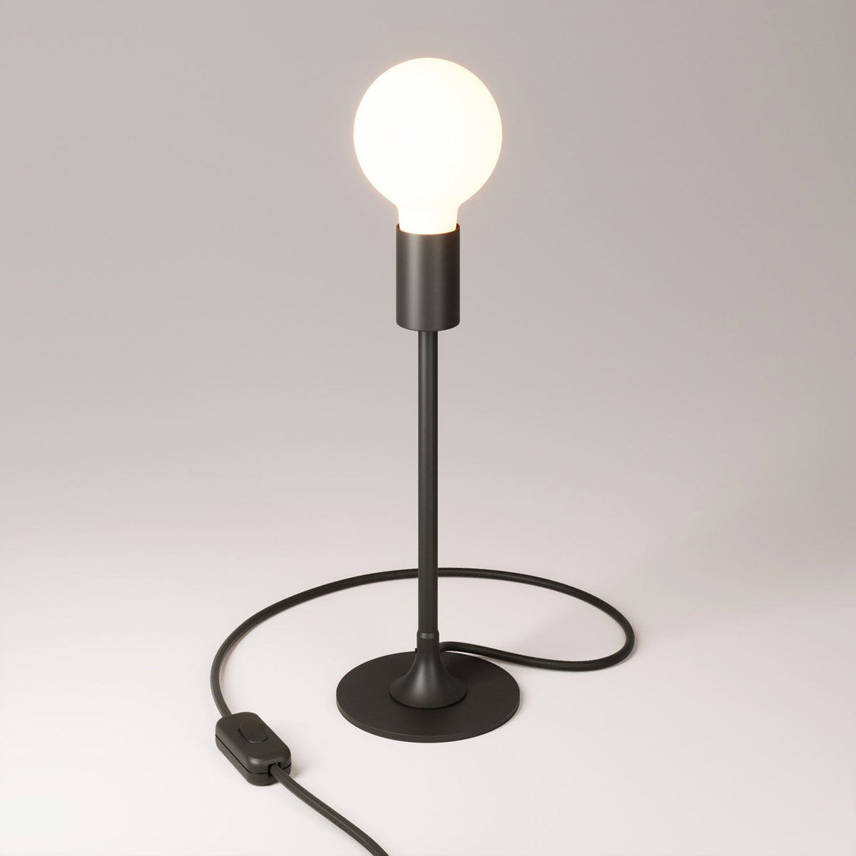 Lampada da tavolo MAG-Y con base metallica tonda - Nero
