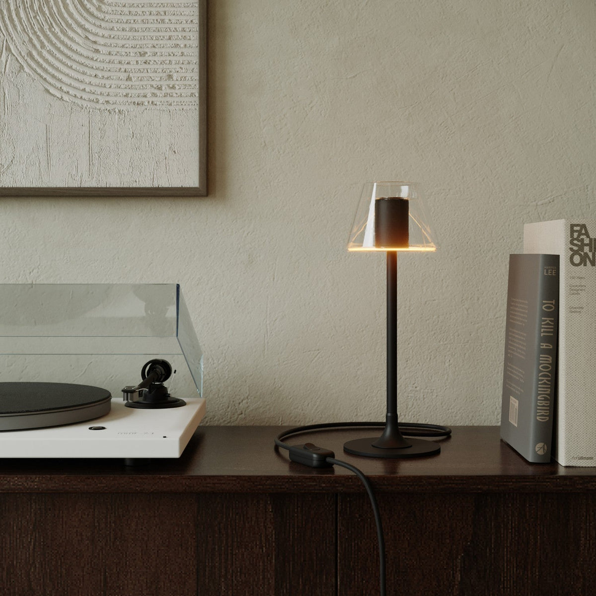 Lampada da tavolo MAG-Y G07 con base metallica tonda - Nero