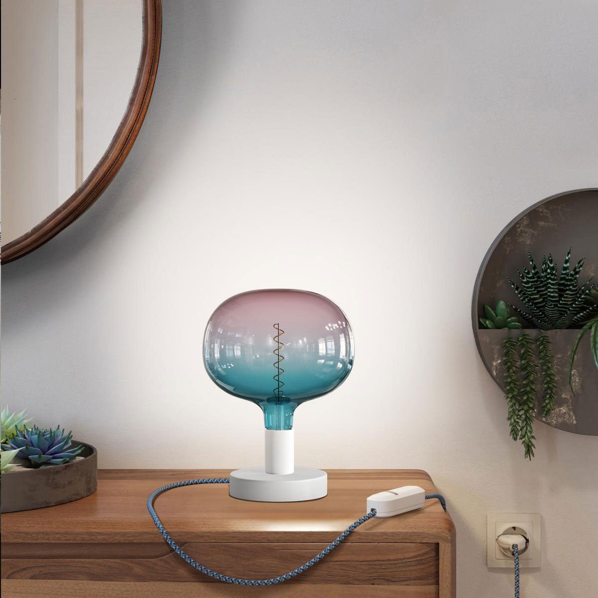 Lampada da tavolo Posaluce Cobble in metallo - Bianco opaco Dimmer