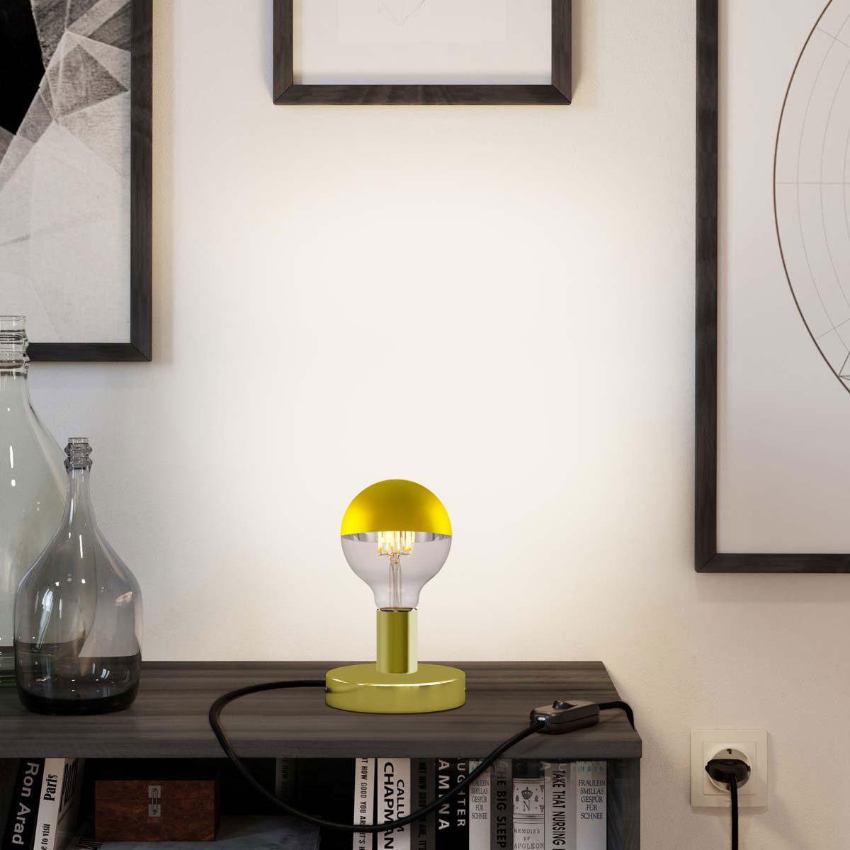 Lampada da tavolo Posaluce Half Cup in metallo - Ottone Interruttore