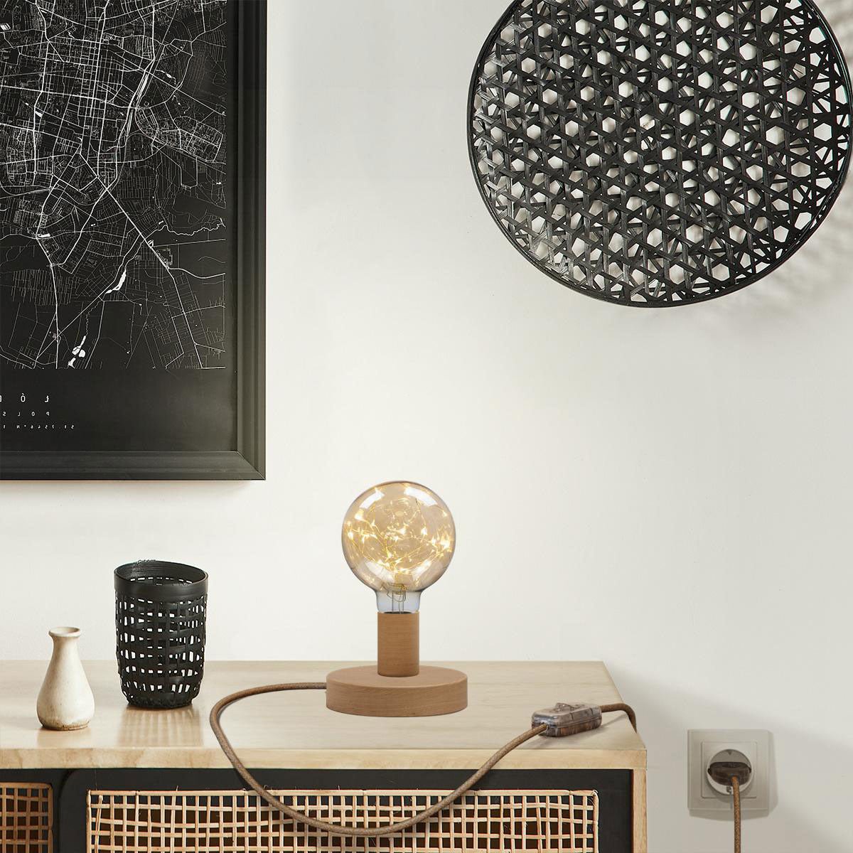 Lampada da tavolo Posaluce Milleluci in legno - Neutro Interruttore