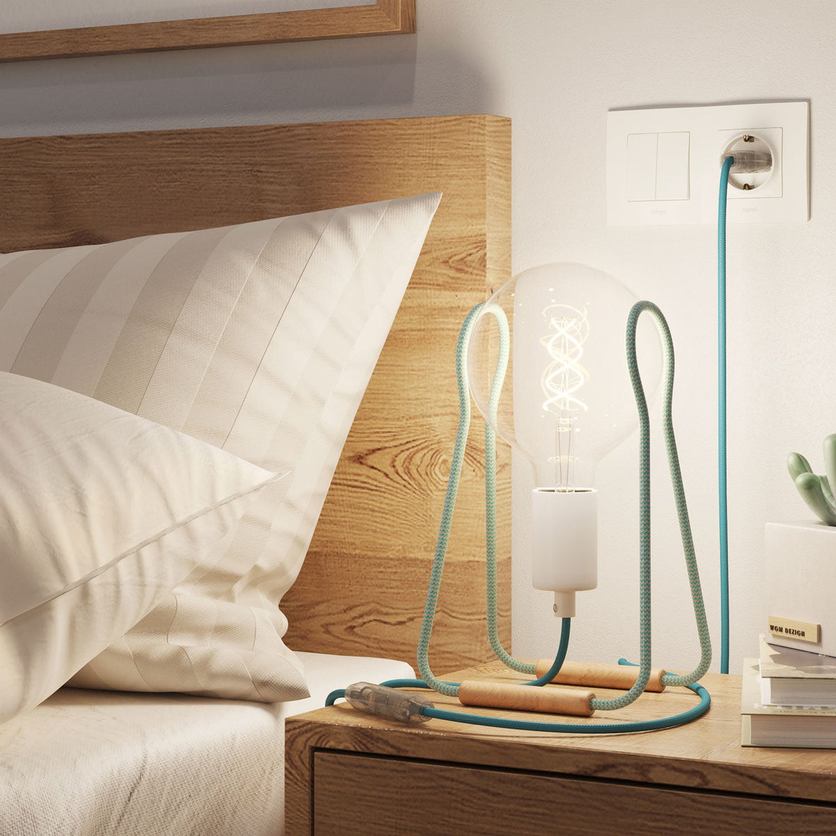 Lampada da tavolo Taché Metal - Bianco Azzurro