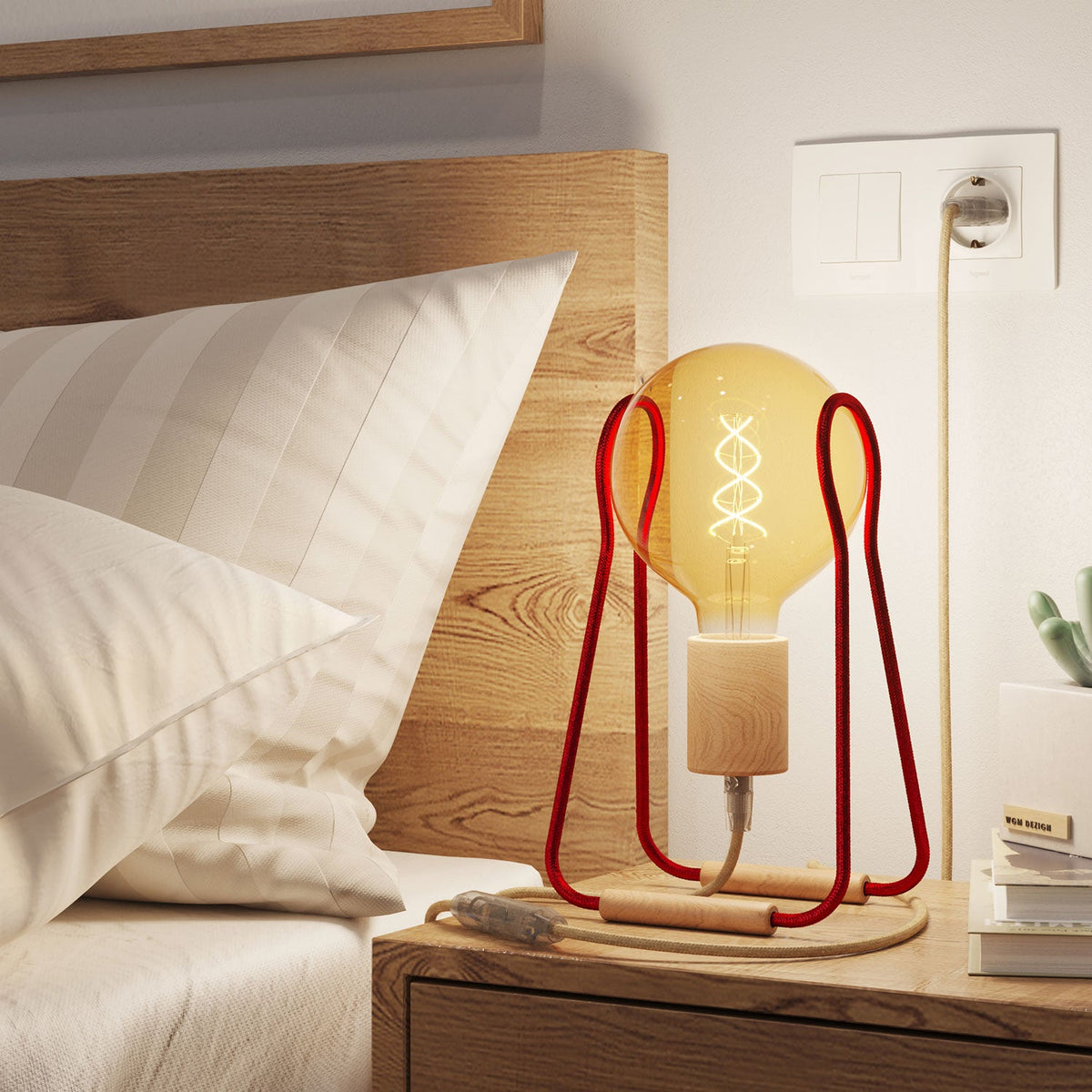 Lampada da tavolo Taché Wood - Rosso