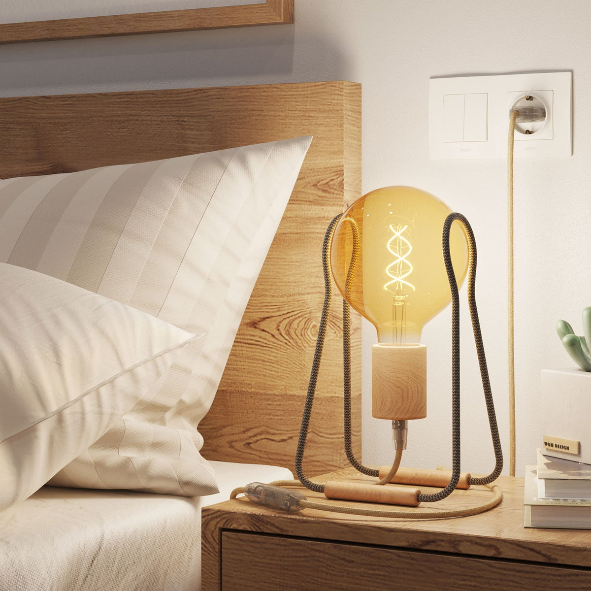 Lampada da tavolo Taché Wood - Zig Zag Grigio scuro