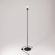 Lampada da terra MAG-Y con base metallica tonda con predisposizione per paralume - Nero
