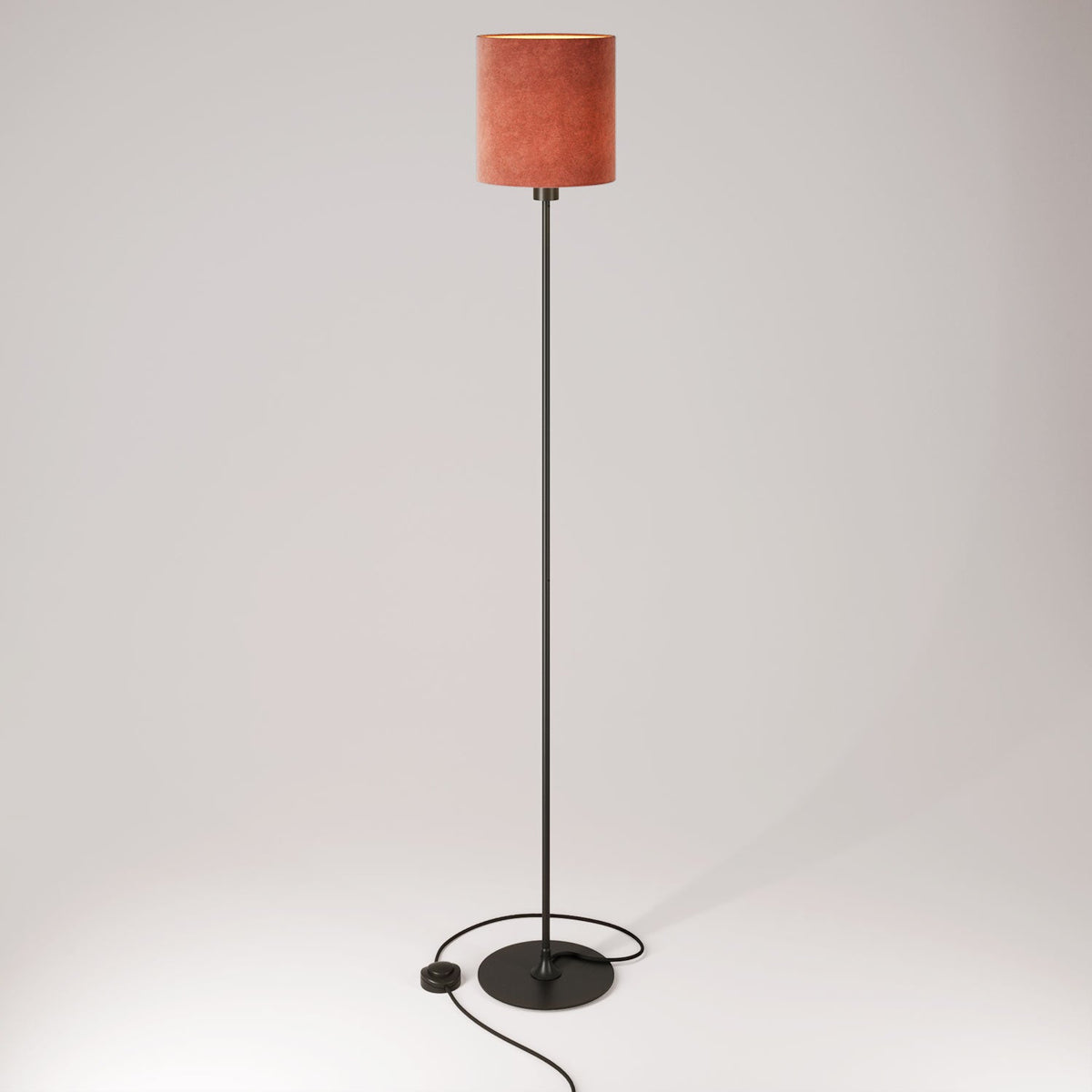 Lampada da terra MAG-Y con base metallica tonda e paralume Cilindro M - Nero