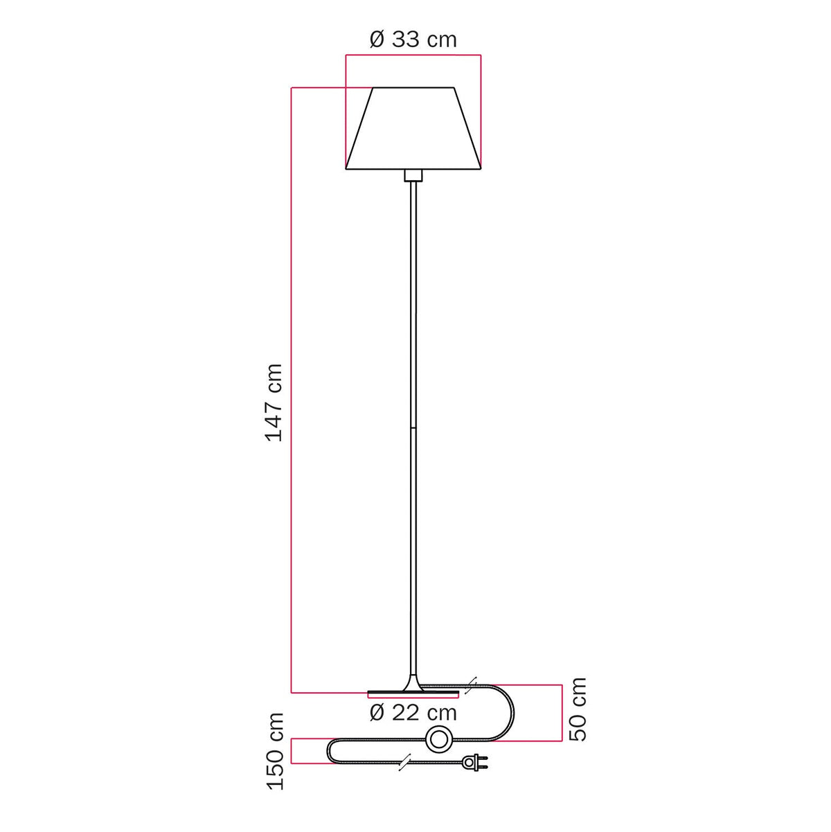Lampada da terra MAG-Y con base metallica tonda e paralume Impero M - Bianco opaco