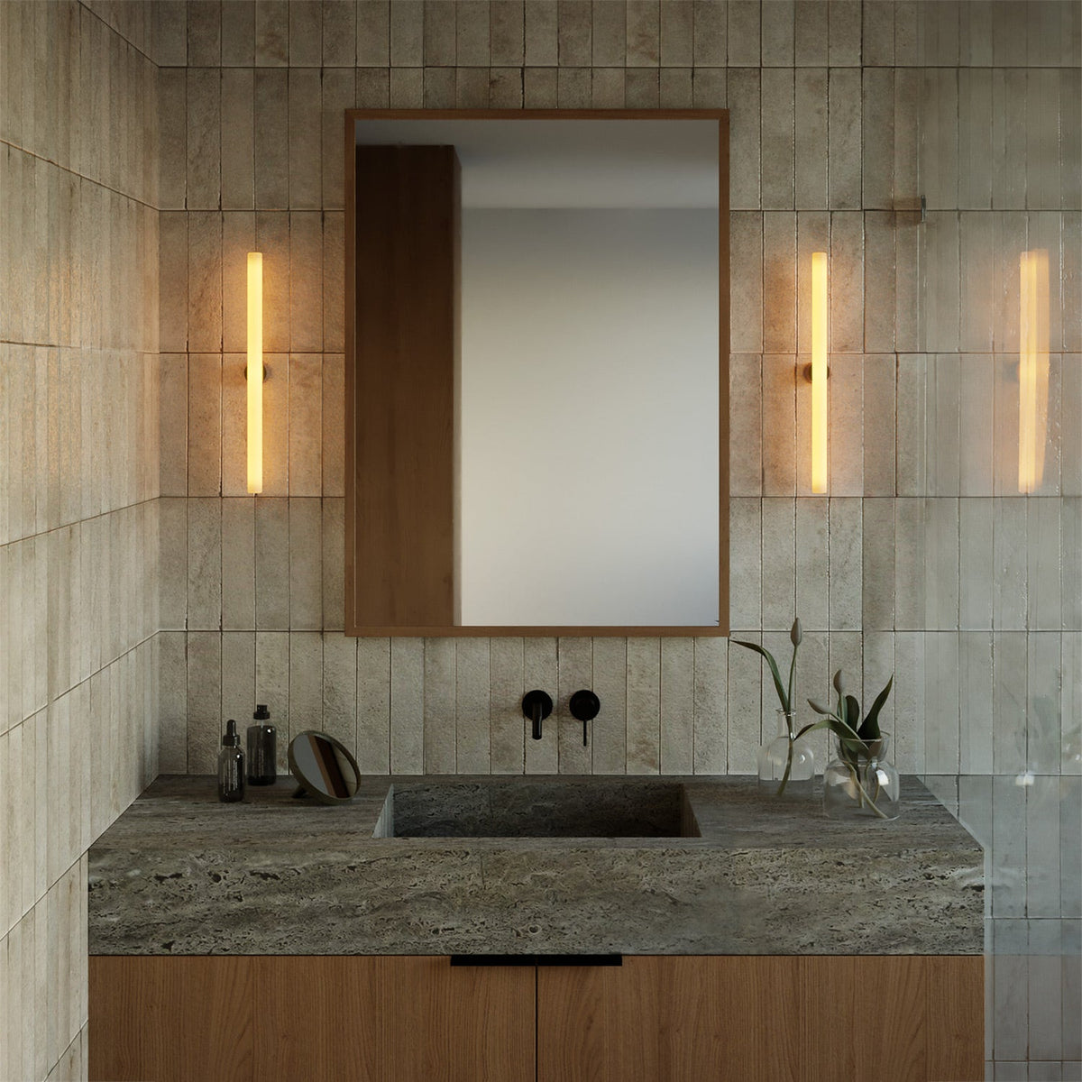 Lampada esse14 da parete o soffitto per lampadina LED S14d - Waterproof IP44 - Effetto Wengé