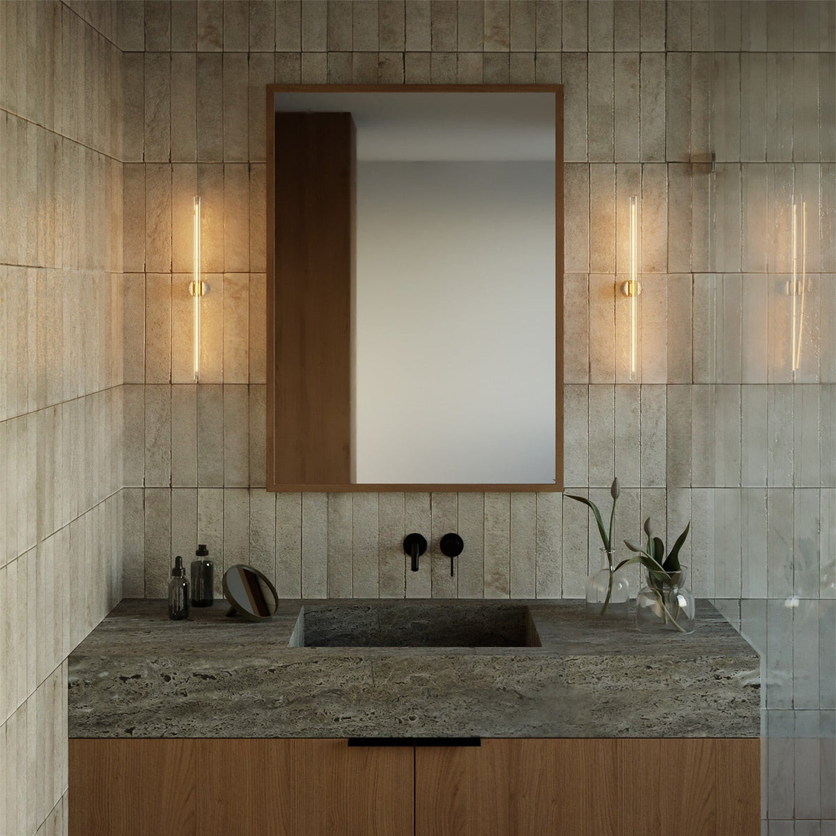 Lampada esse14 da parete o soffitto per lampadina LED S14d - Waterproof IP44 - Effetto White marble