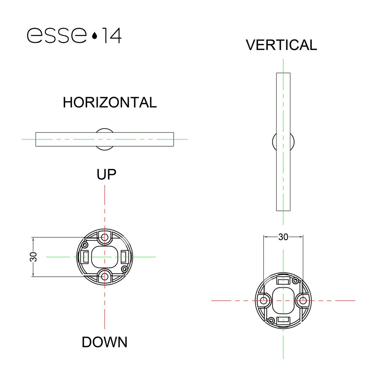 Lampada esse14 da parete o soffitto per lampadina LED S14d - Waterproof IP44 - Nero