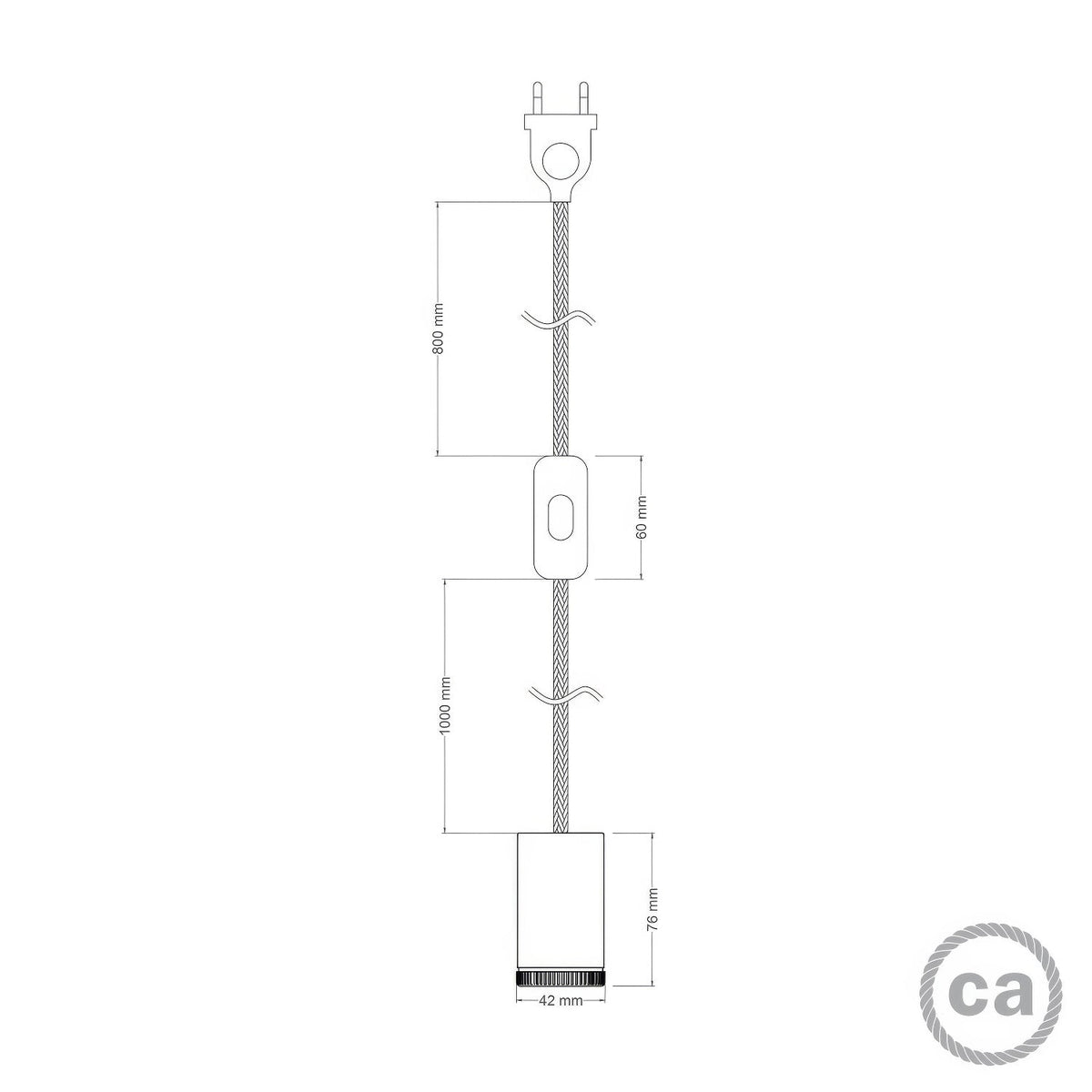 Lampada faretto Mini Spotlight GU1d0 con cablaggio SnakeBis - Titanio satinato