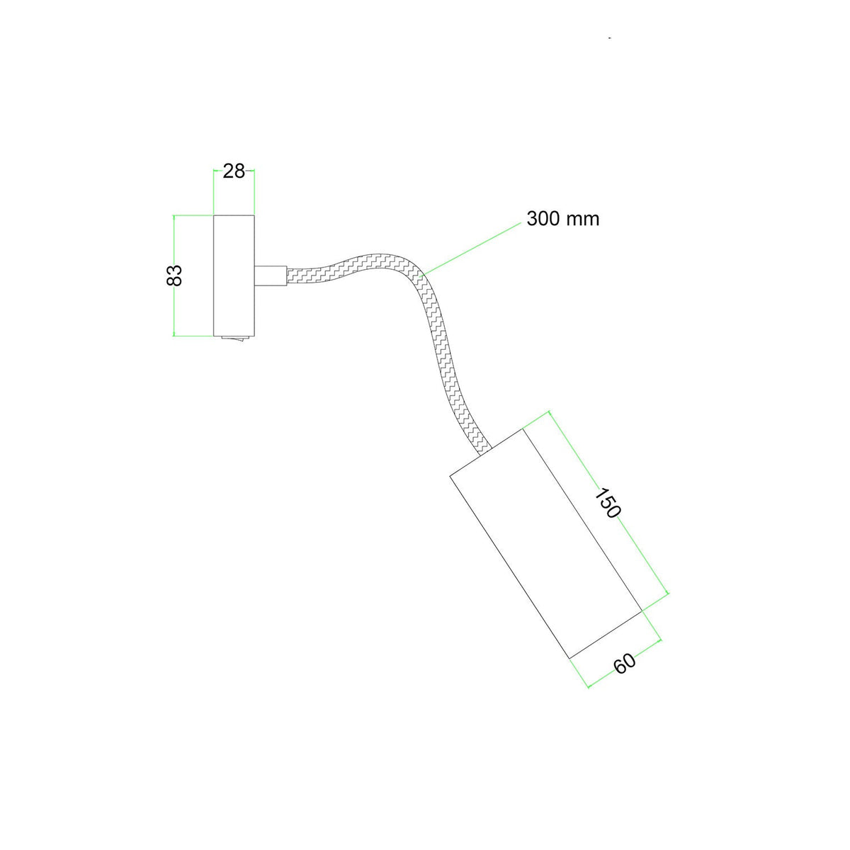 Lampada Fermaluce Flex 30 con mini rosone con interruttore e faretto con paralume Tub-E14 - Bianco opaco