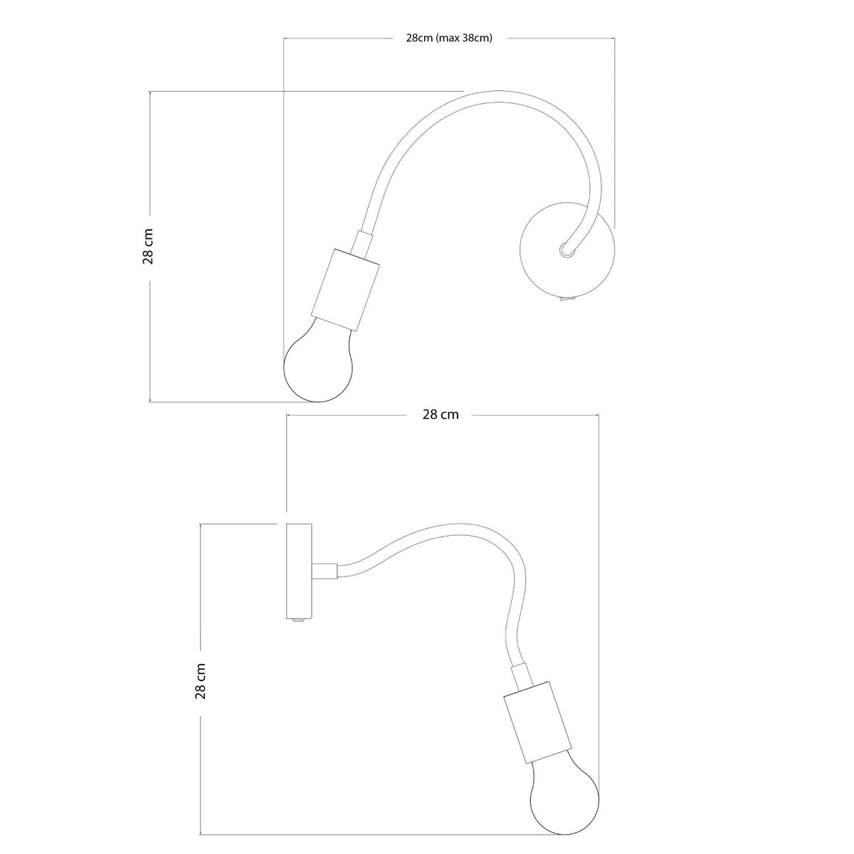 Lampada Fermaluce Flex 30 con mini rosone con interruttore e mini faretto GU1d0 - Nero
