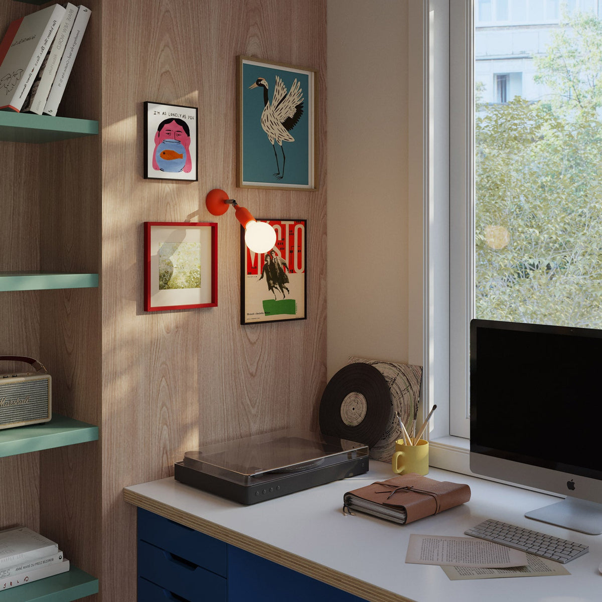 Lampada Fermaluce in silicone con snodo - Arancione
