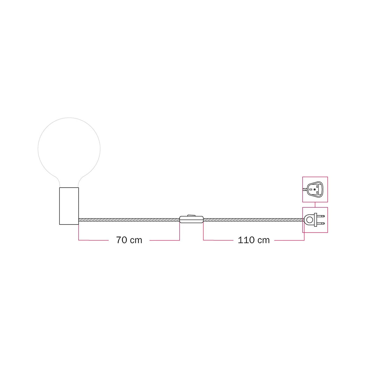 Lampada magnetica plug-in con attacco E27 - Grigio