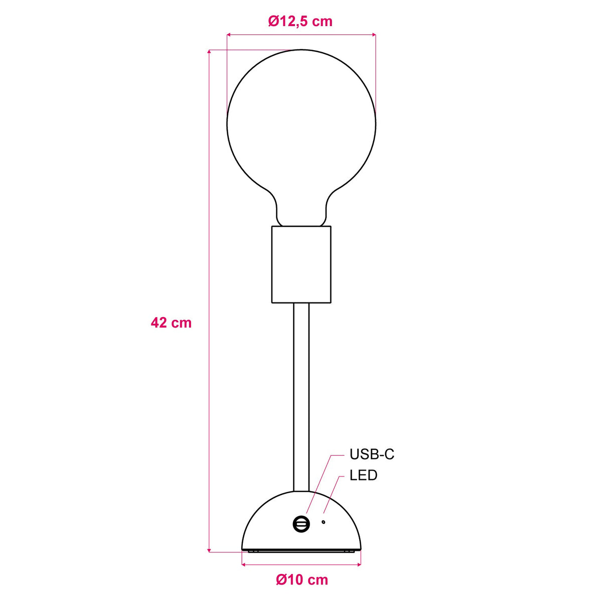 Lampada portatile e ricaricabile Cabless02 con lampadina globo G125 - Neutro