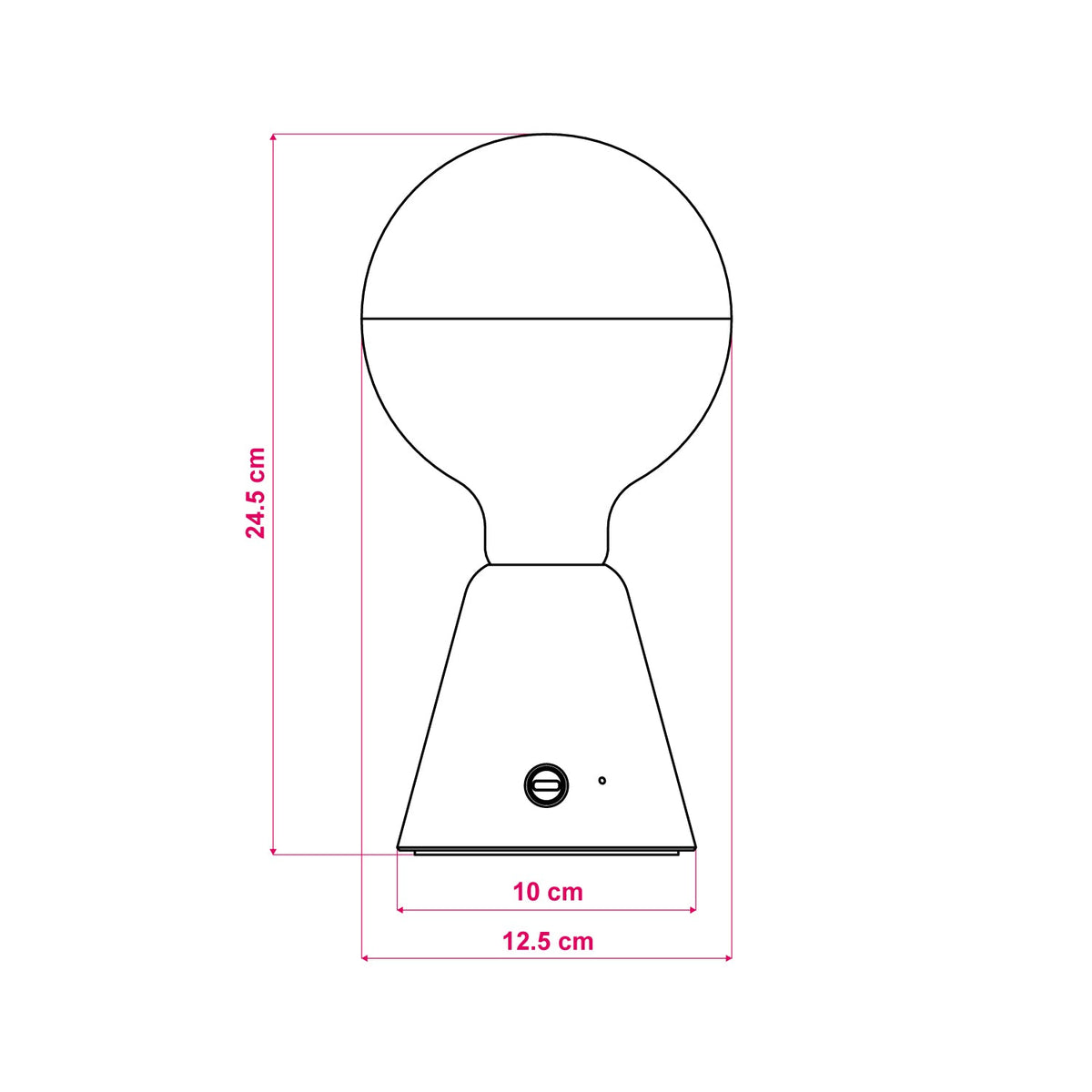 Lampada portatile ricaricabile Cabless01 con lampadina globo mezza sfera argento - Nero
