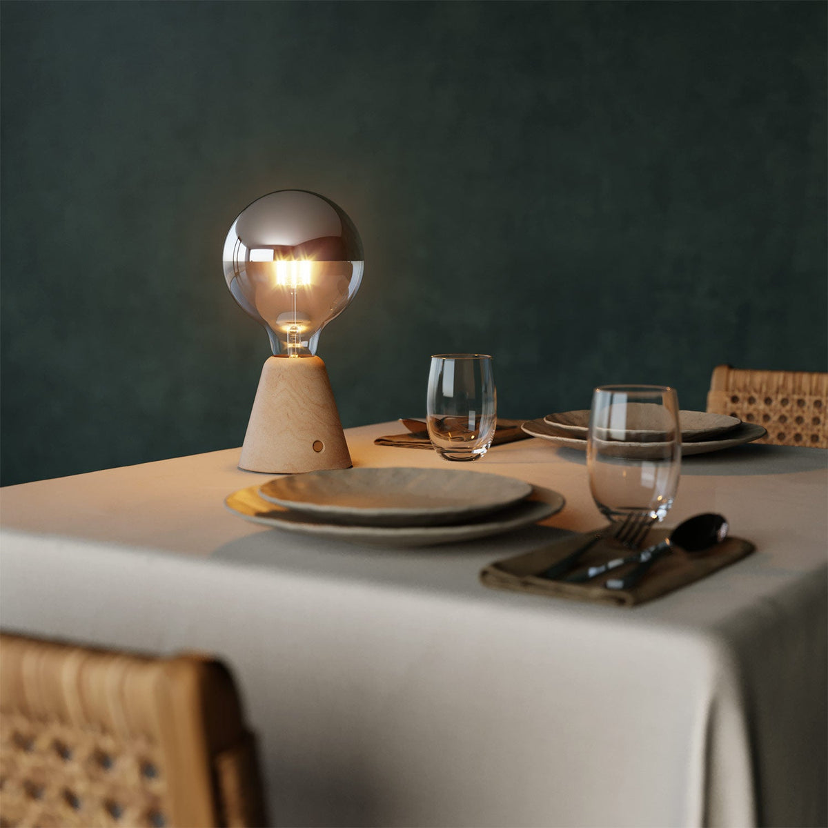 Lampada portatile ricaricabile Cabless01 con lampadina globo mezza sfera argento - Neutro