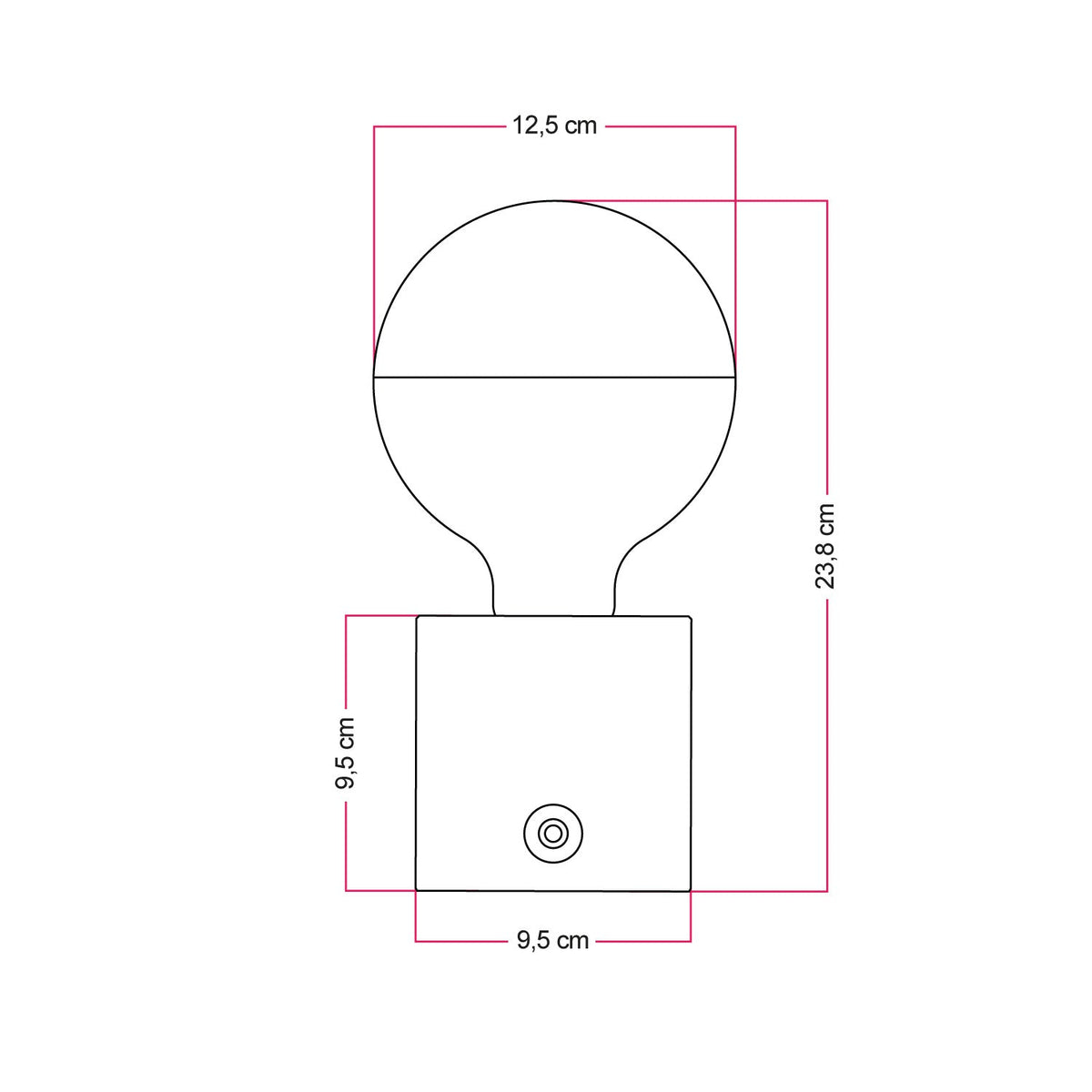 Lampada portatile ricaricabile Cabless03 con lampadina globo mezza sfera argento - Neutro