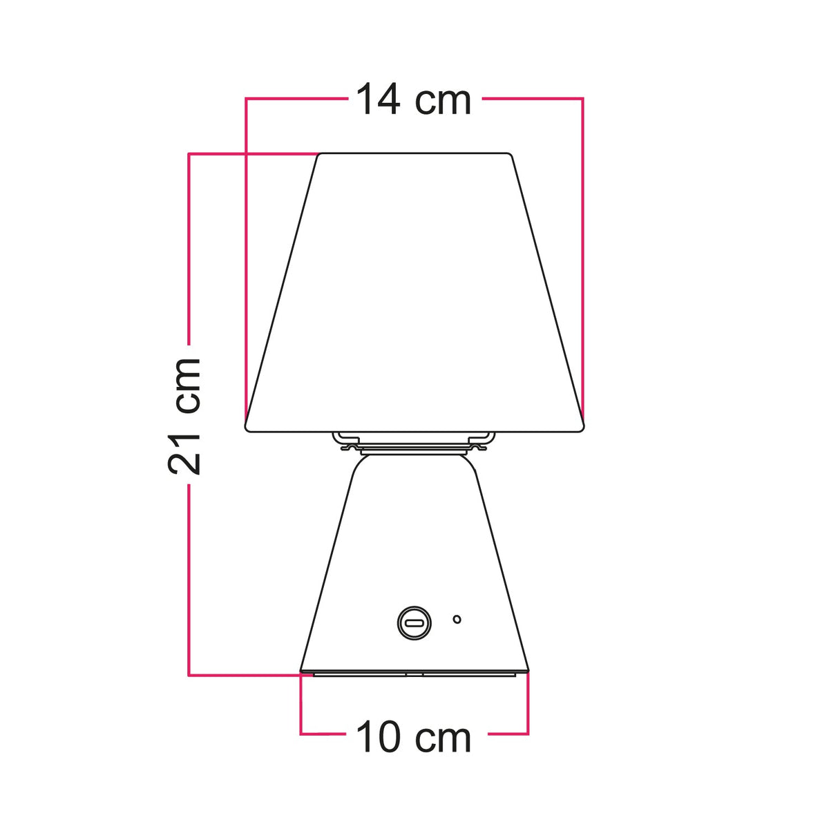 Lampada portatile ricaricabile Cabless11 con lampadina a goccia e paralume - Nero
