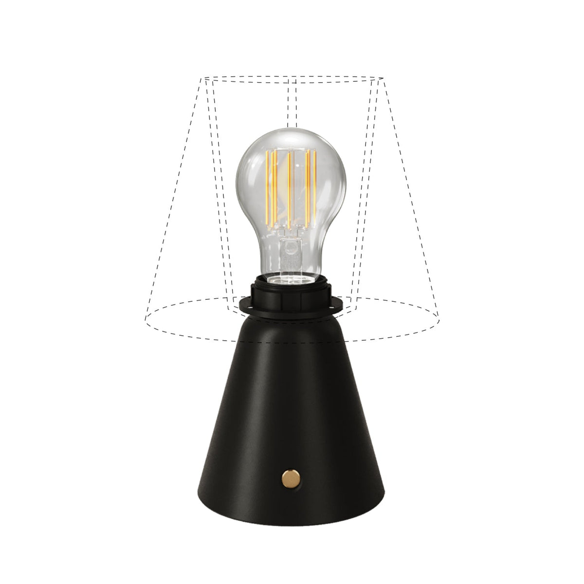 Lampada portatile ricaricabile Cabless11 con lampadina a goccia e predisposizione per paralume - Nero