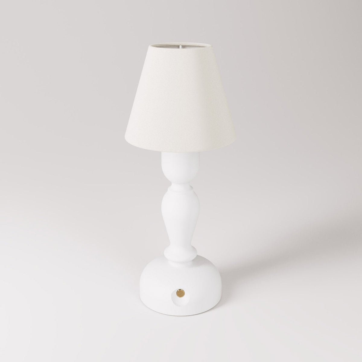 Lampada portatile ricaricabile Cabless14 con lampadina a goccia e paralume - Bianco