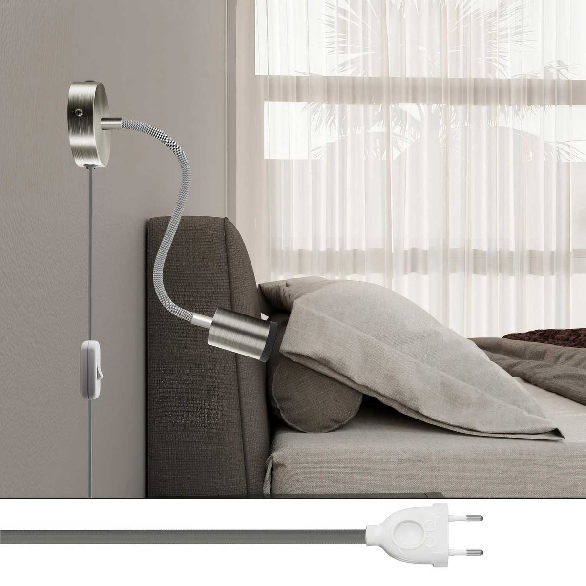 Lampada Spostaluce Flex 30 snodabile con faretto GU1d0 - Titanio satinato