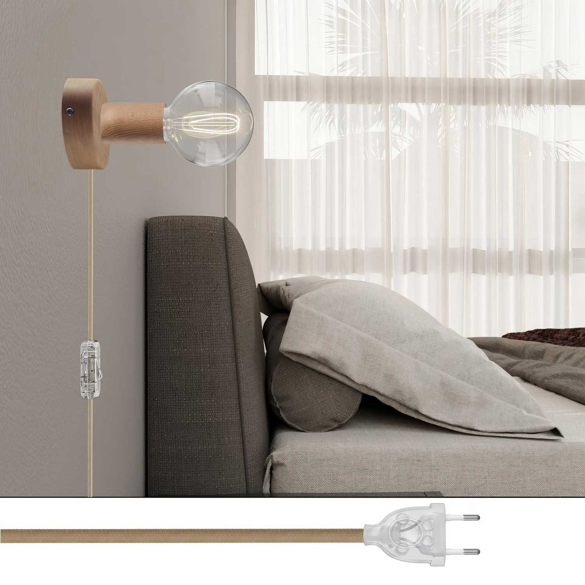 Lampada Spostaluce in legno - Neutro