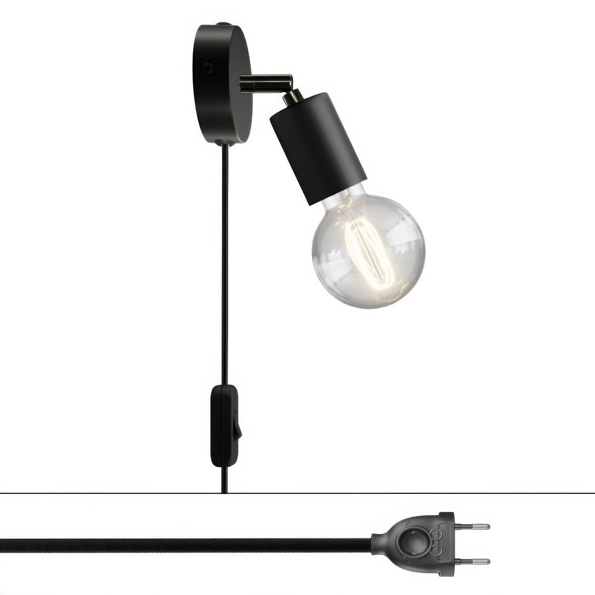 Lampada Spostaluce Snodo orientabile in metallo - Nero