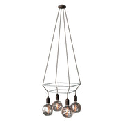Lampadario 2 Cage a 4 cadute Globo Bumped - Effetto Wengé