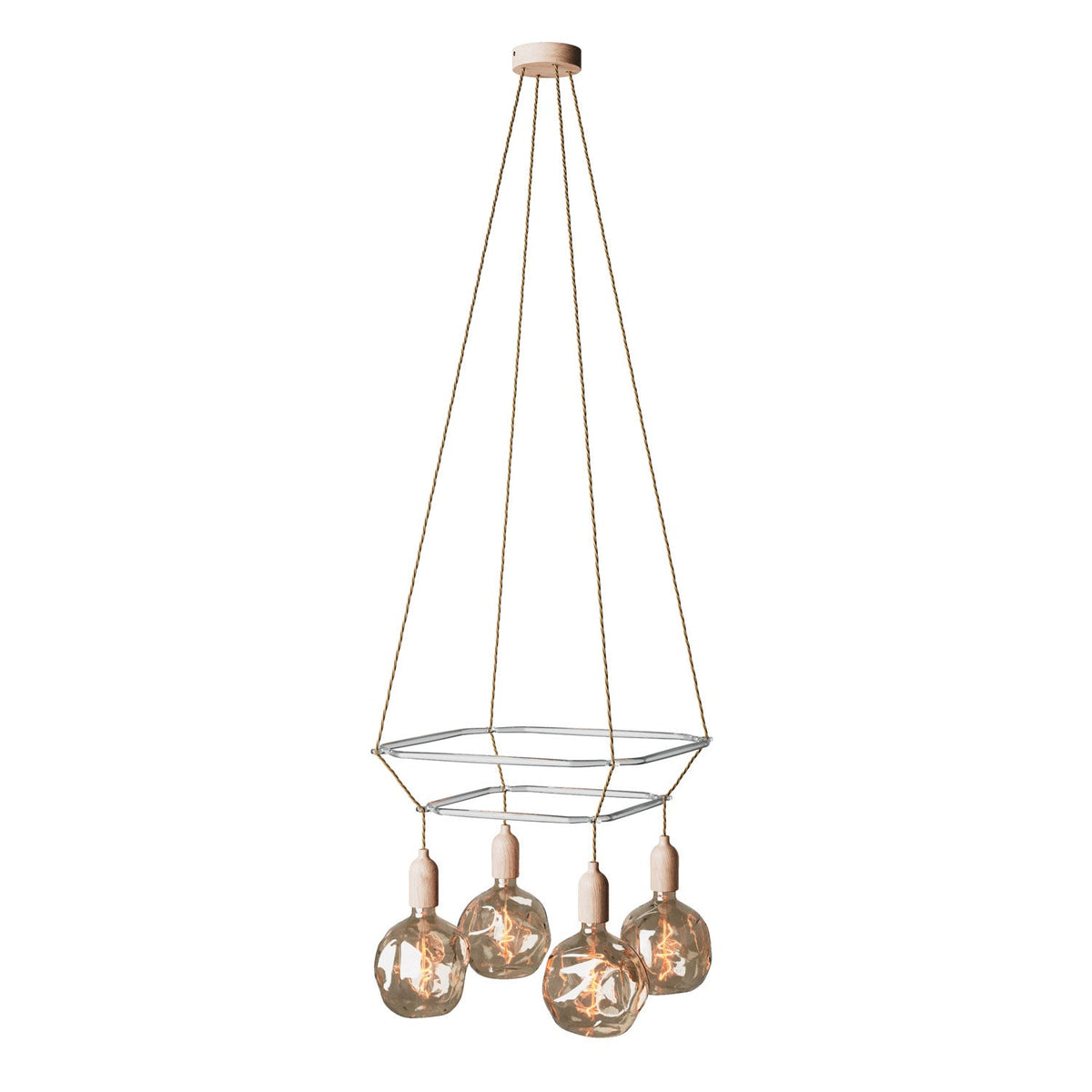 Lampadario 2 Cage a 4 cadute Globo Bumped - Neutro
