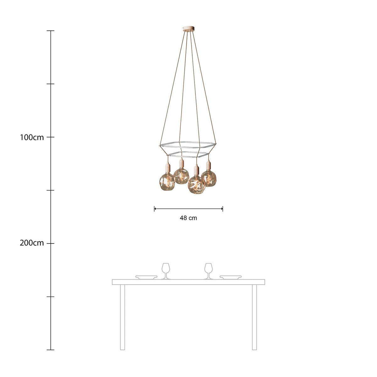 Lampadario 2 Cage a 4 cadute Globo Bumped - Neutro