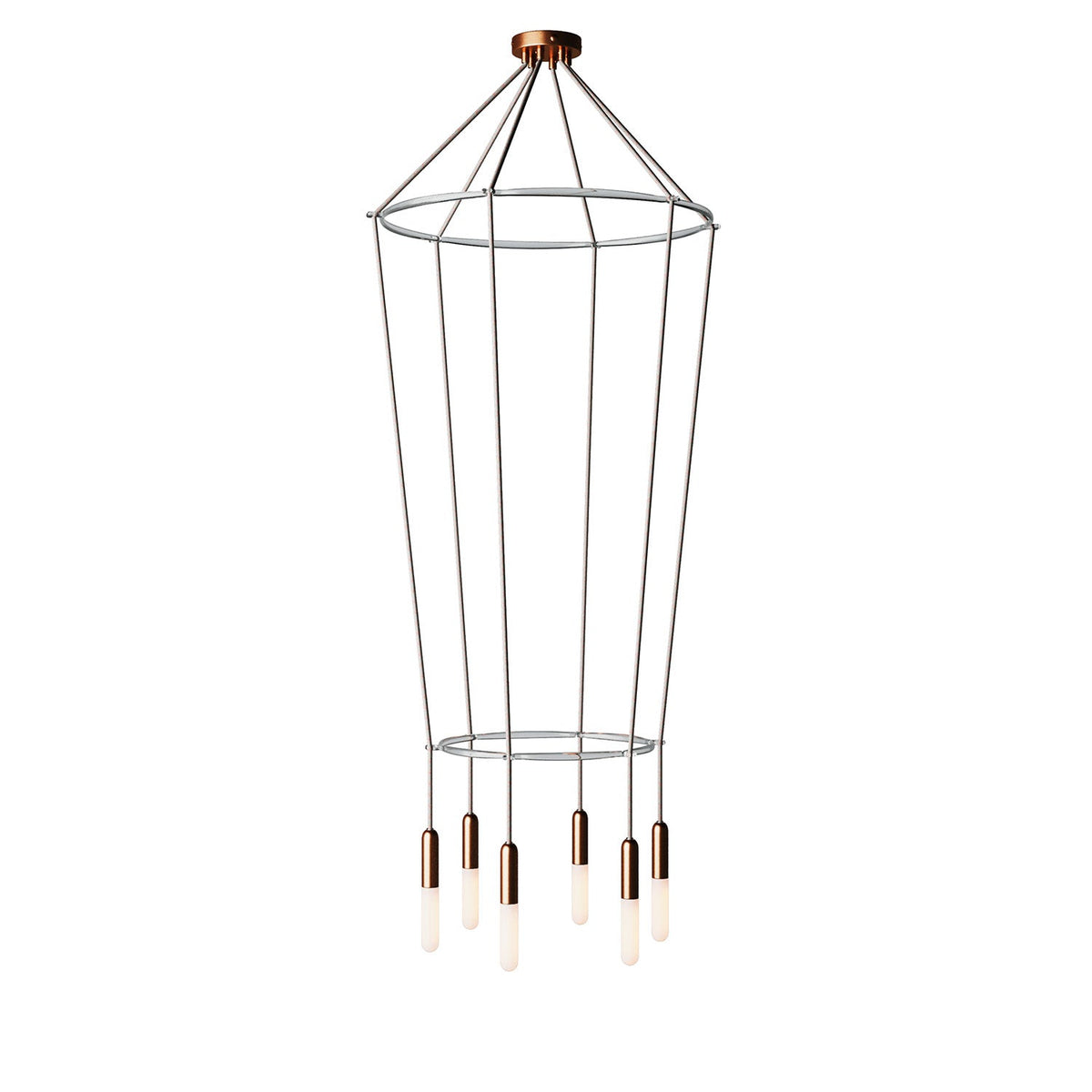Lampadario 2 Cage a 6 cadute P-Light - Rame satinato