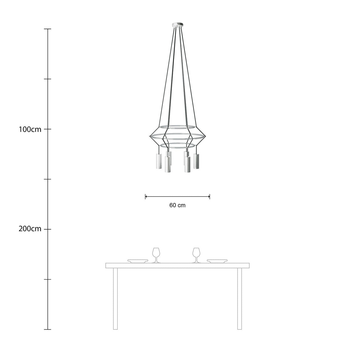Lampadario 3 Cage a 4 cadute Tub-E14 - Titanio satinato
