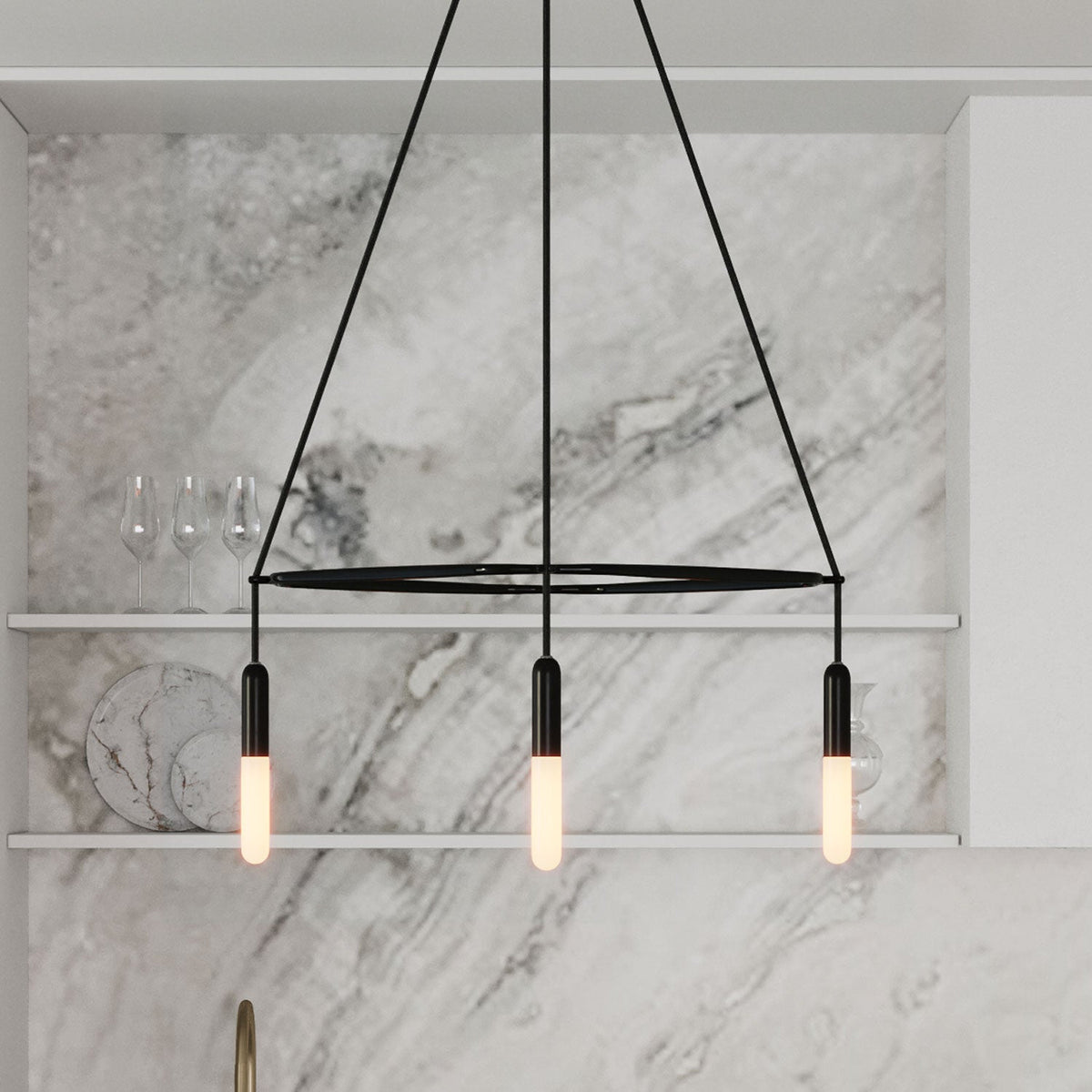 Lampadario Cage a 4 cadute P-Light - Nero