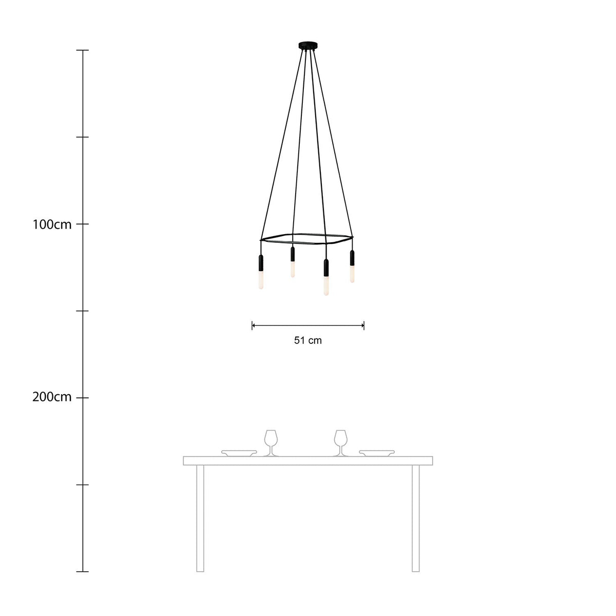 Lampadario Cage a 4 cadute P-Light - Nero