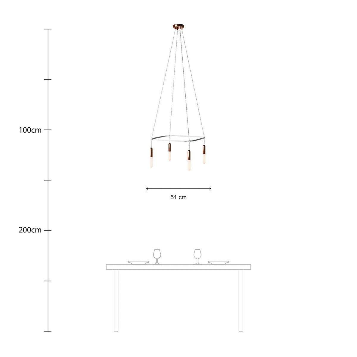 Lampadario Cage a 4 cadute P-Light - Rame