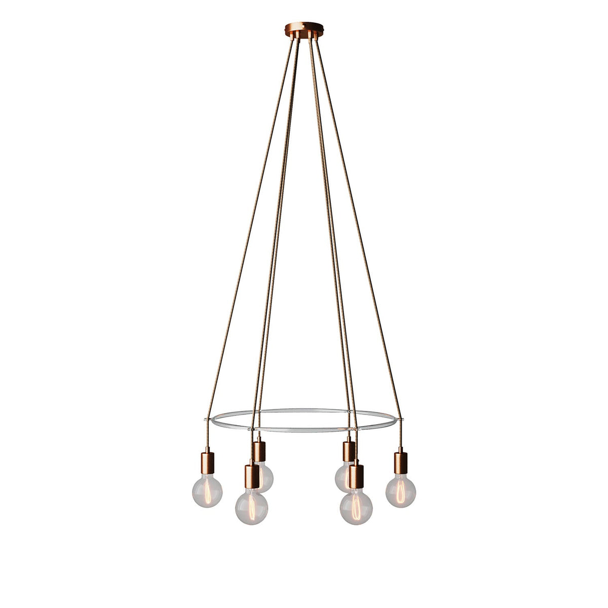 Lampadario Cage a 6 cadute Globo - Rame satinato