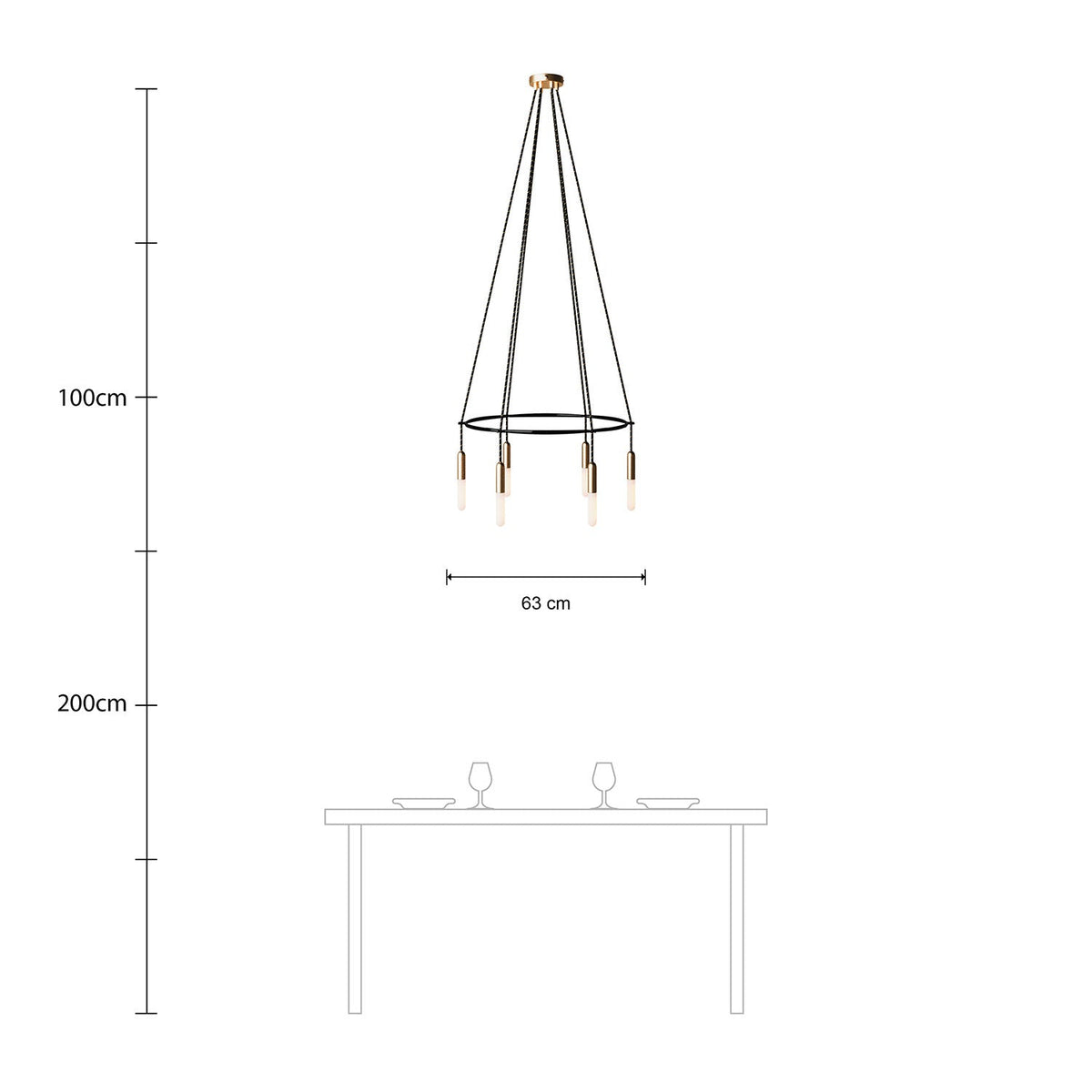 Lampadario Cage a 6 cadute P-Light - Bronzo satinato