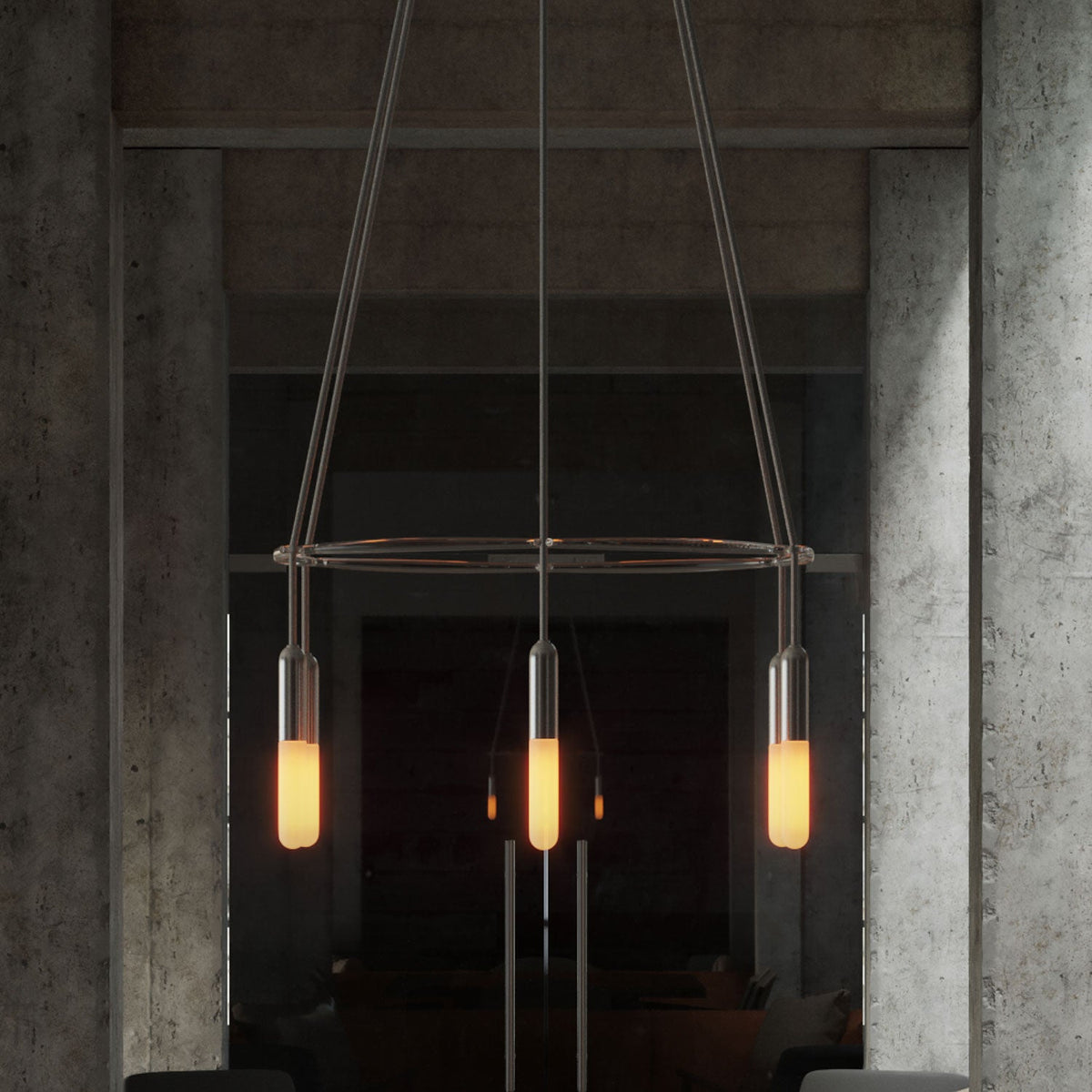 Lampadario Cage a 6 cadute P-Light - Titanio satinato