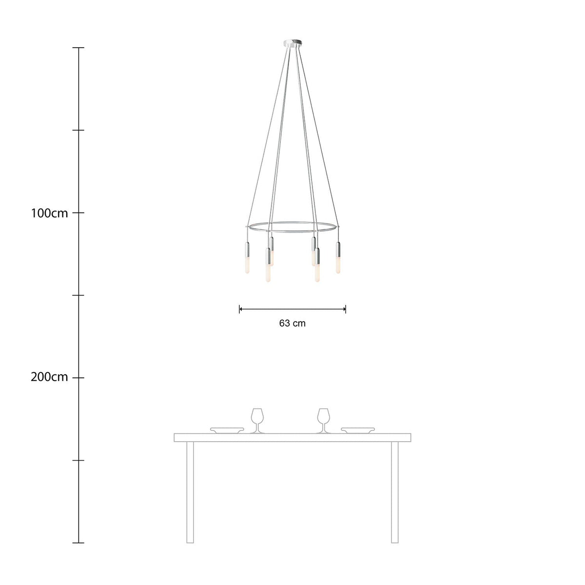 Lampadario Cage a 6 cadute P-Light - Titanio satinato