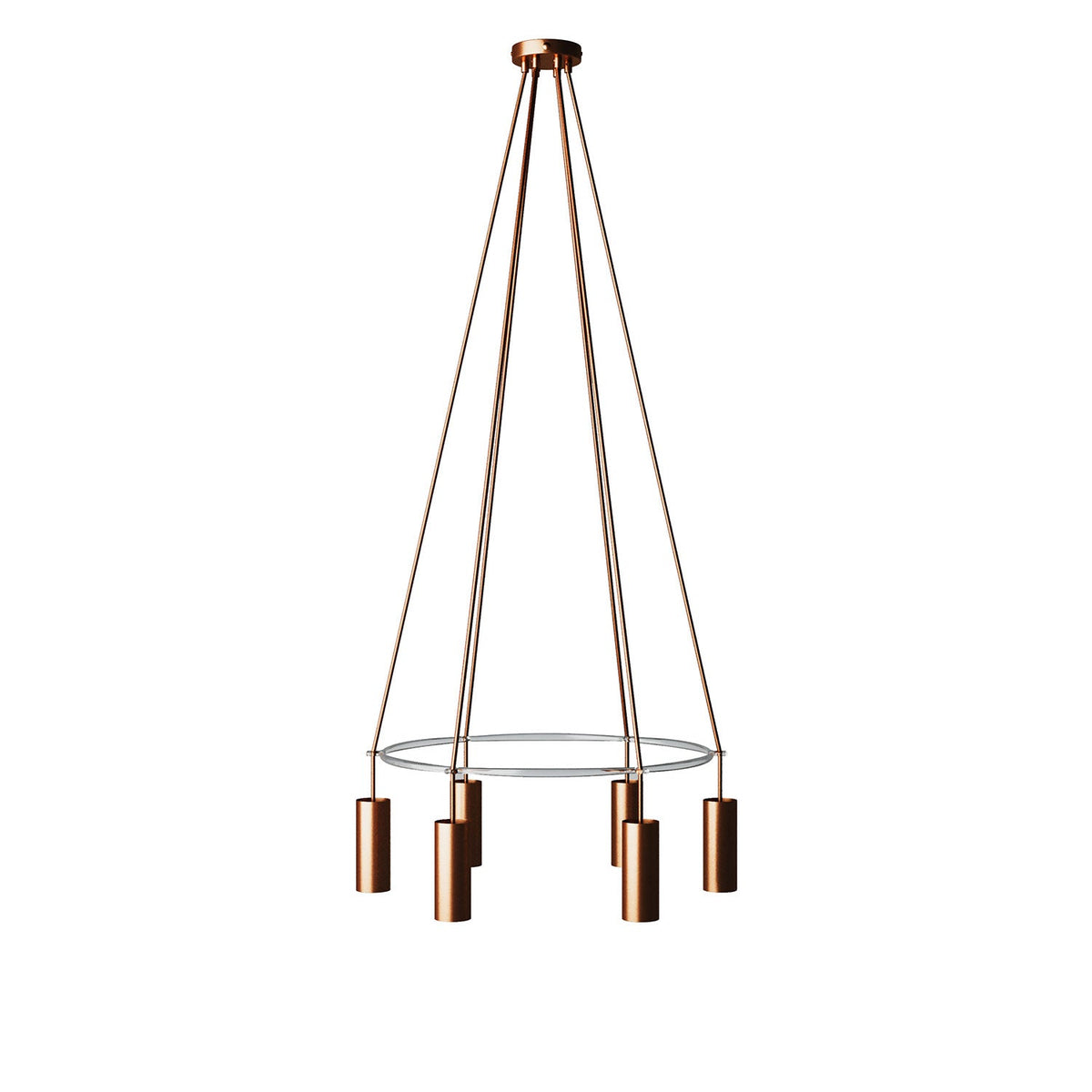 Lampadario Cage a 6 cadute Tub-E14 - Rame satinato