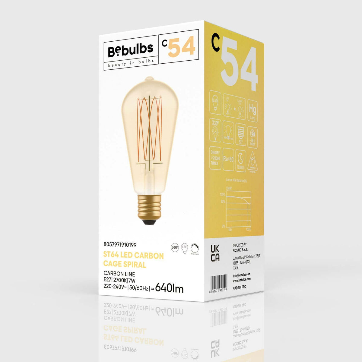 Lampadina LED Dorata Carbon Line filamento verticale Edison ST64 7W 640Lm E27 2700K Dimmerabile - C54