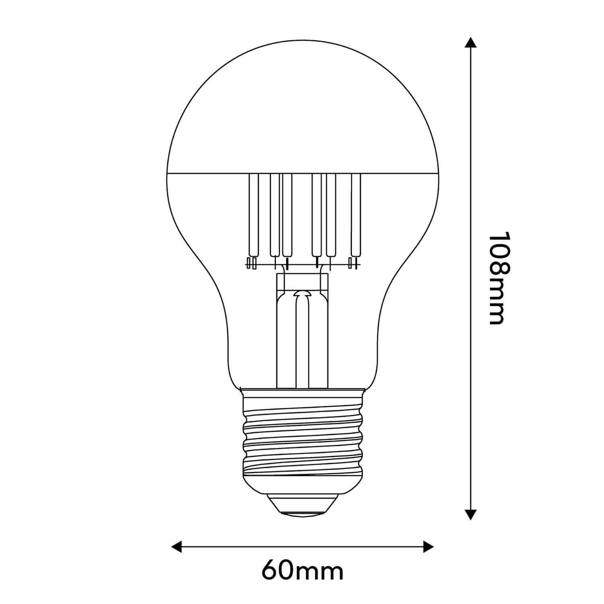 Lampadina LED Mezza Sfera Rame Goccia A60 7W 650Lm E27 2700K Dimmerabile - A22