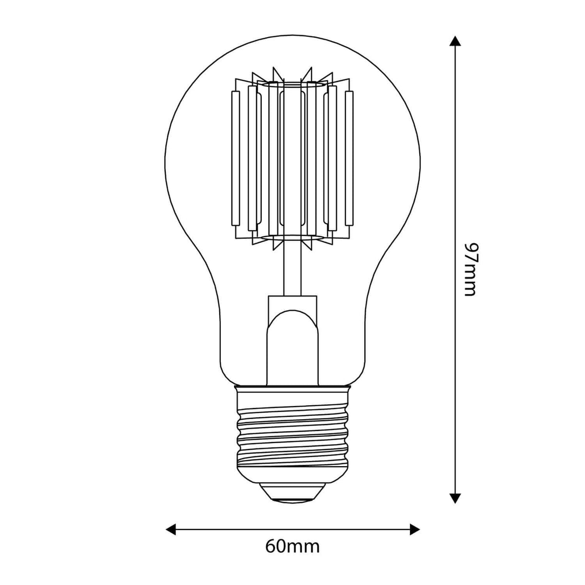 Lampadina LED Trasparente Linea 5V filamento verticale Goccia A60 1,7W 150Lm E27 2500K Dimmerabile - B03