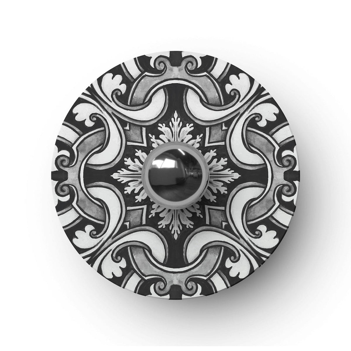 Mini piatto Ellepì 'Maioliche' Bianco e Nero per lampade, diametro 24 cm - Made in Italy