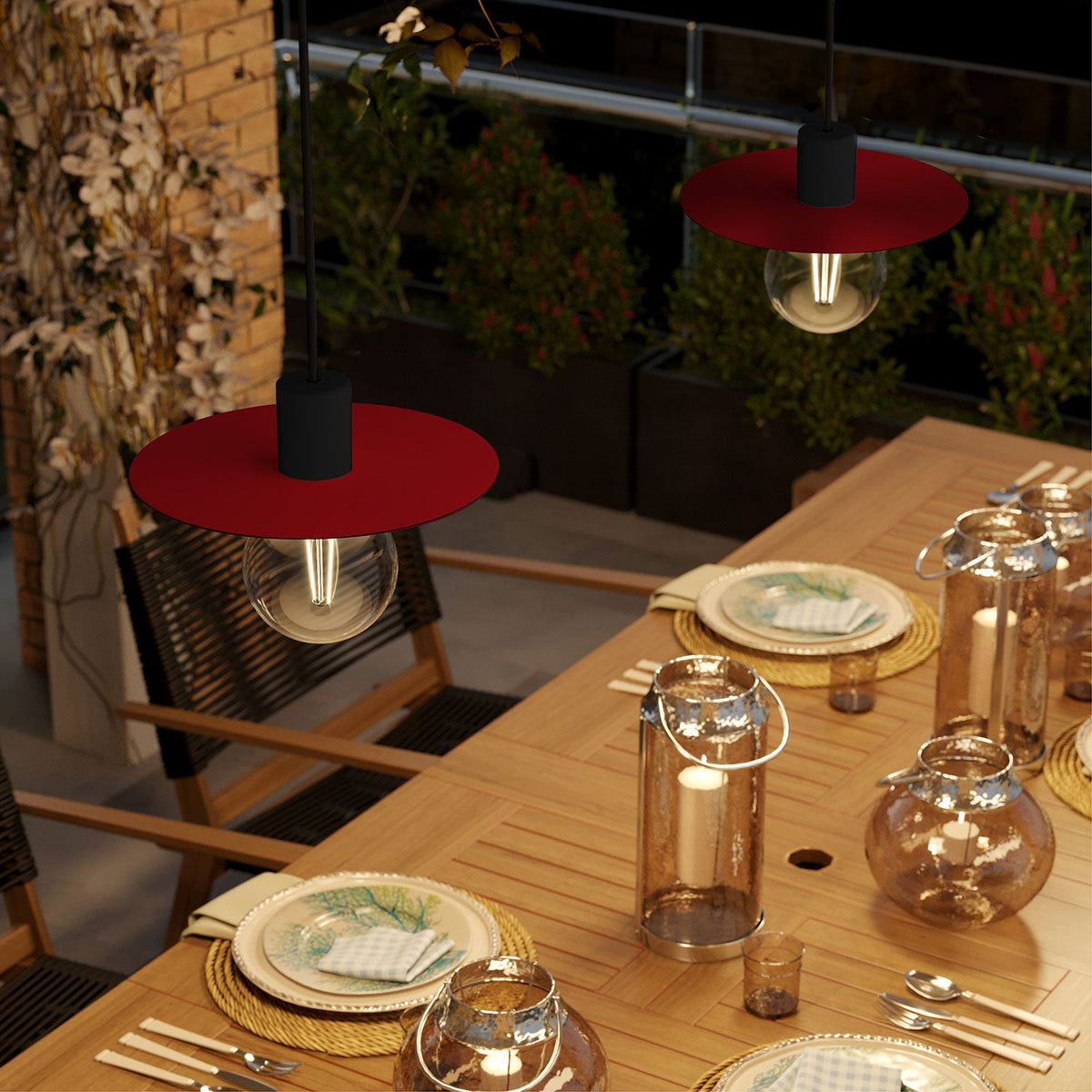 Mini piatto Ellepì 'Solid Color' Rosso per lampade, diametro 24 cm - Made in Italy