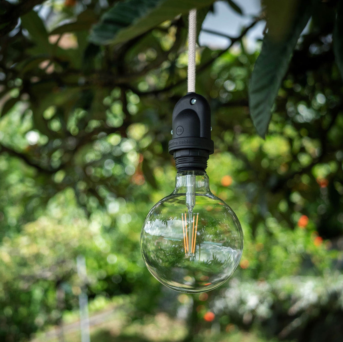 Modulair Lampada da esterno per paralume con 5 m cavo tessile, decentatore, rosone e portalampada IP65 - Bianco