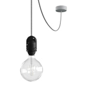Modulair Lampada da esterno per paralume con 5 m cavo tessile, decentatore, rosone e portalampada IP65 - Grigio ghiaccio